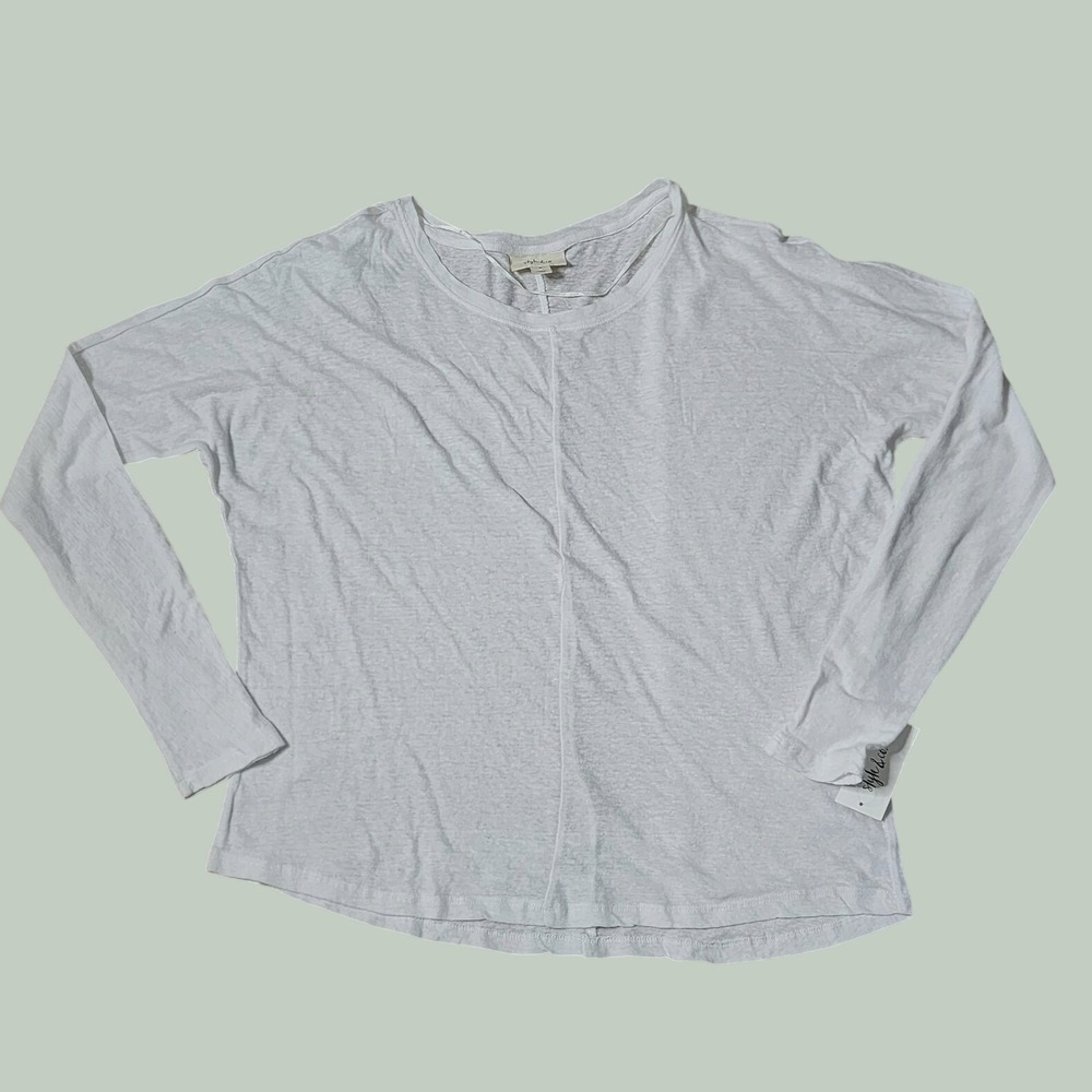 Style & Co Linen‎ Blend T-Shirt M White Dolman Sleeve Lightweight Breathable
